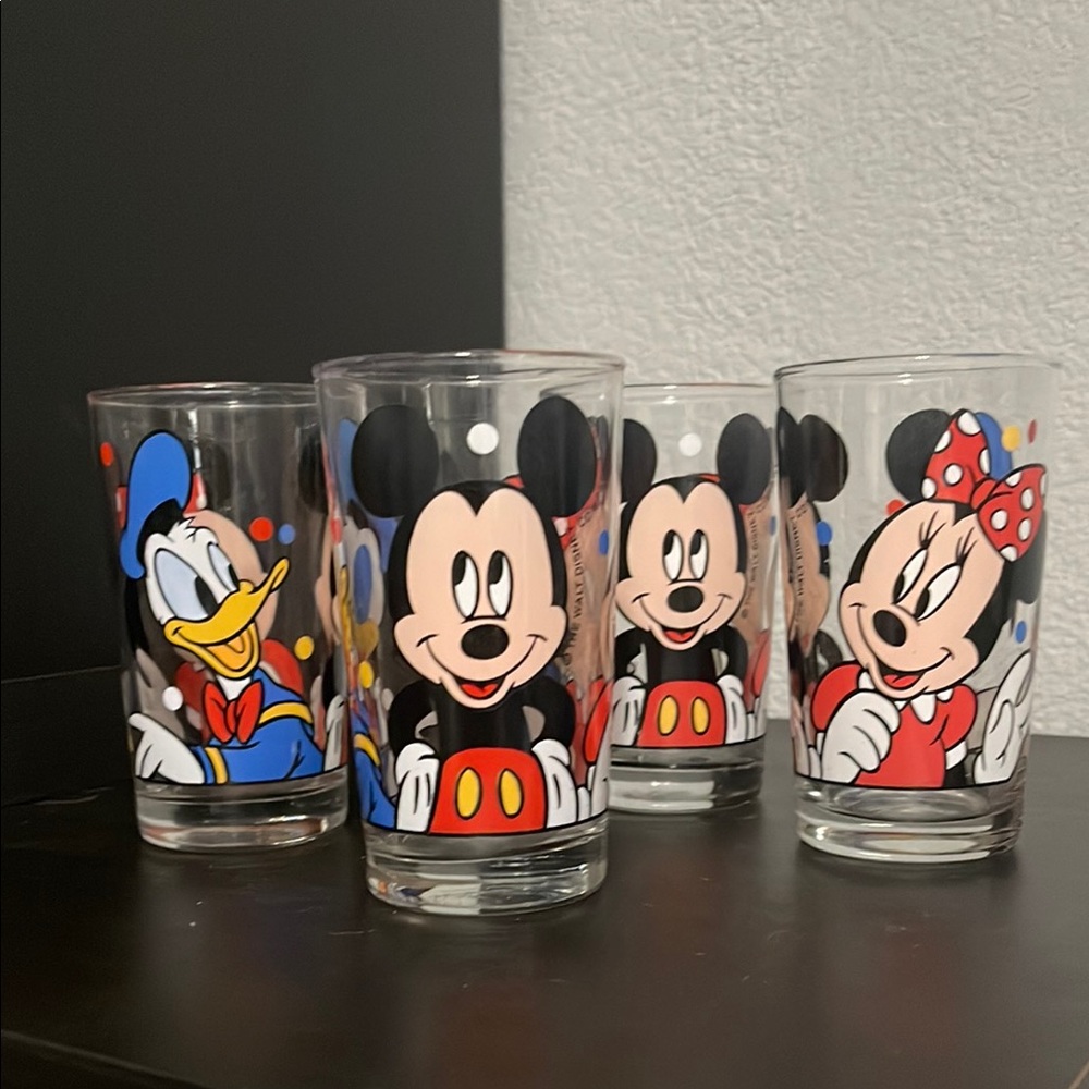 Vintage Anchor Hocking Disney Mickey and Friends Juice Glasses